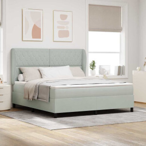 vidaXL Boxspringbed met matras Lichtgrijs 200 x 180 cm Fluweel