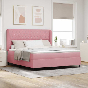 vidaXL Boxspringbed met matras Roze 200 x 180 cm Fluweel