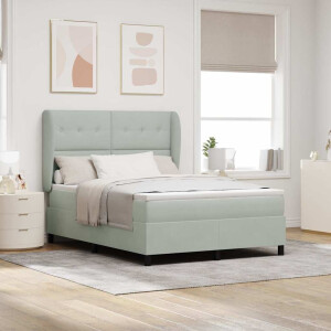 vidaXL Boxspringbed met matras Lichtgrijs 200 x 140 cm Fluweel
