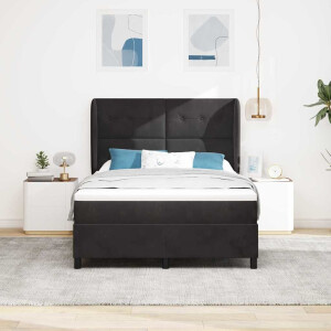 vidaXL Boxspringbed met matras Zwart 200 x 140 cm Fluweel