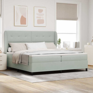 vidaXL Boxspringbed met matras Lichtgrijs 200 x 200 cm Fluweel