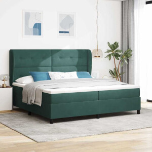 vidaXL Boxspringbed met matras Donkergroen 200 x 200 cm Fluweel
