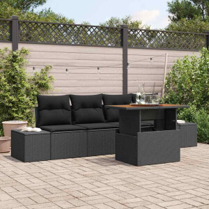 vidaXL Tuin Eetset met kussen 5 pcs Zwart en Bruin