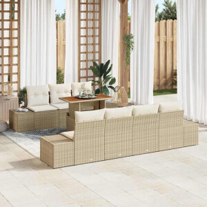 vidaXL Tuin Eetset met kussen 8 pcs Beige en Crème