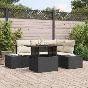 vidaXL Tuin Sofa Set met kussen met kussen 5 pcs Zwart en Crème