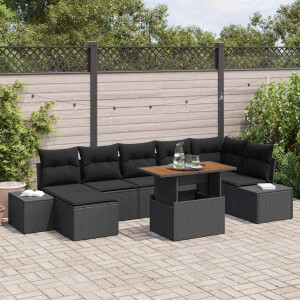vidaXL Tuin Sofa Set met kussen 8 pcs Zwart en Bruin