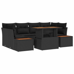 vidaXL Tuin Eetset met kussen 9 pcs Zwart en Bruin