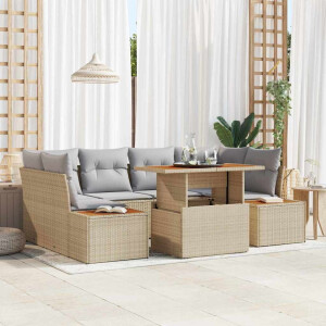 vidaXL Tuin Eetset met kussen 9 pcs Beige en Grijs