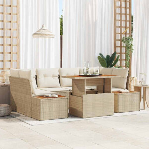 vidaXL Tuin Eetset met kussen 9 pcs Beige en Crème