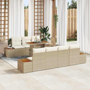 vidaXL Tuin Sofa Set met kussen 8 pcs Beige Poly riet