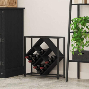 vidaXL Wijnrek Zwart Eiken 51 x 18 x 52,5 cm Bewerkt hout