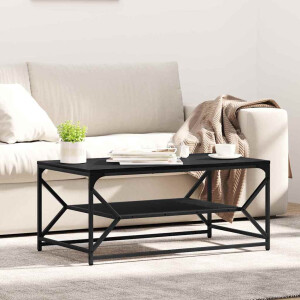 vidaXL Salontafel Zwart Eiken 90 x 50 x 40 cm Engineered hout en staal