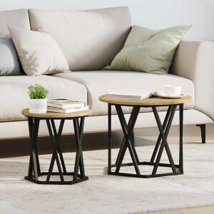 vidaXL Bijzettafel 2 pcs Artisan Eiken Engineered hout en staal