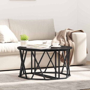 vidaXL Salontafel Zwart Eiken 80 x 80 x 42 cm Engineered hout en staal