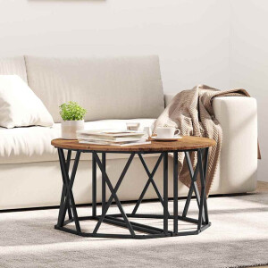 vidaXL Salontafel Oud Hout 80 x 80 x 42 cm Engineered hout en staal