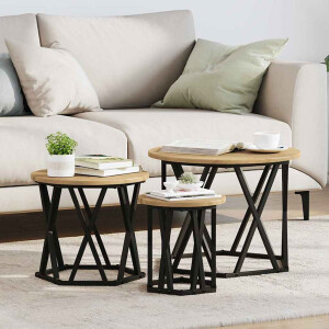 vidaXL Nestbare Bijzettafel 3 pcs Artisan Eiken