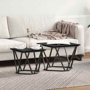 vidaXL Bijzettafelset 2 pcs Zwart eiken 50 x 50 x 40 cm