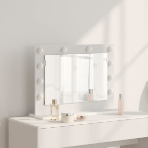 vidaXL Schmink Spiegel Wit 60 x 45 x 18 cm Glas en Hout met Kunststof