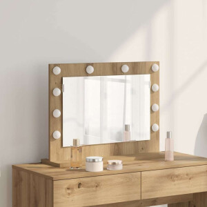 vidaXL Schmink Spiegel Rechthoekig Artisan Eiken 60 x 45 x 18 cm