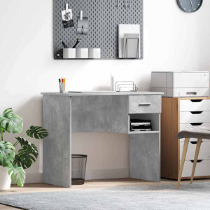 vidaXL Bureau met lade Beton Grijs 90 x 49 x 75 cm Bewerkt hout