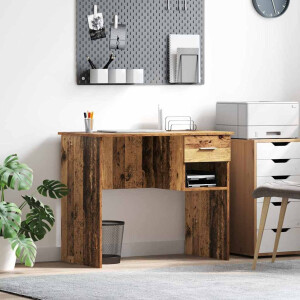 vidaXL Bureau met lade met plank Oud Hout 90 x 49 x 75 cm Bewerkt hout