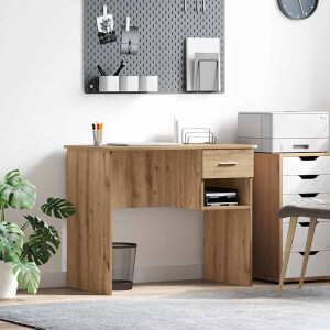 vidaXL Bureau met lade Artisan Eiken 90 x 49 x 75 cm Bewerkt hout