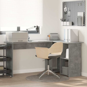 vidaXL Bureau met plank Beton Grijs 142 x 102 x 73 cm Bewerkt hout