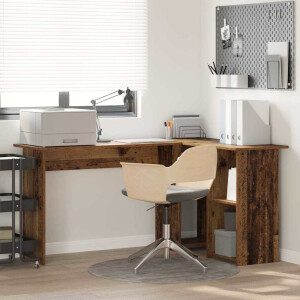 vidaXL Bureau met plank Oud Hout 142 x 102 x 73 cm Bewerkt hout