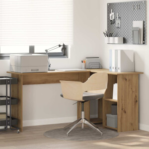 vidaXL Bureau met plank Artisan Eiken 142 x 102 x 73 cm Bewerkt hout