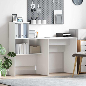 vidaXL Bureau met plank Wit 131,5 x 50 x 106,5 cm Bewerkt hout