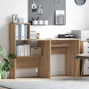vidaXL Bureau Artisan Eiken 131,5 x 50 x 106,5 cm Bewerkt hout