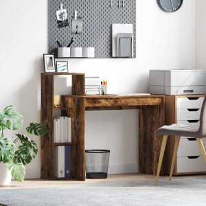 vidaXL Bureau met plank Gerookt eiken 100 x 40 x 90 cm Bewerkt hout