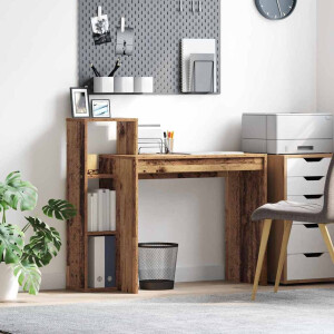 vidaXL Bureau met plank Oud Hout 100 x 40 x 90 cm Bewerkt hout