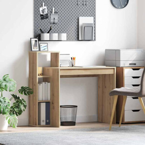 vidaXL Bureau met plank Artisan Eiken 100 x 40 x 90 cm Bewerkt hout