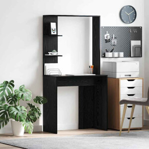 vidaXL Bureau met plank Zwart Eiken 78,5 x 37 x 154,5 cm Bewerkt hout