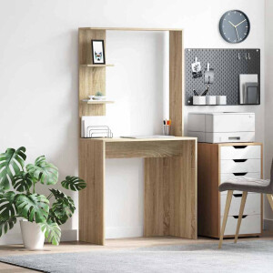 vidaXL Bureau met plank Sonoma Eiken 78,5 x 37 x 154,5 cm Bewerkt hout