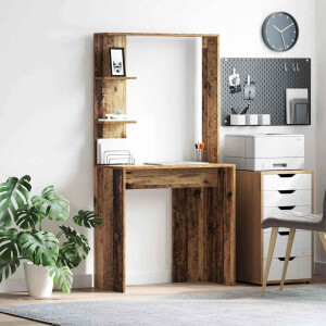 vidaXL Bureau met plank Oud Hout 78,5 x 37 x 154,5 cm Bewerkt hout