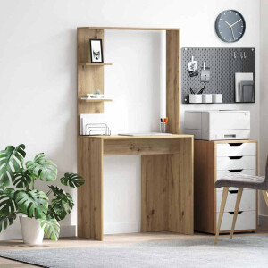 vidaXL Bureau Artisan Eiken 78,5 x 37 x 154,5 cm Bewerkt hout