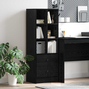 vidaXL Hoge kast met lade Zwart Eiken 45,5 x 34 x 127 cm
