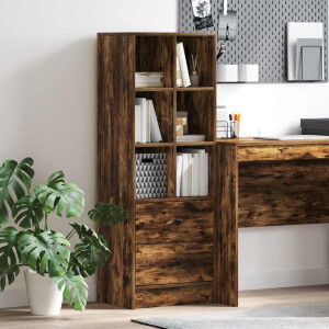 vidaXL Hoge kast met lade Gerookt eiken 45,5 x 34 x 127 cm
