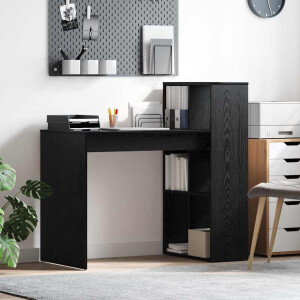 vidaXL Bureau met plank Zwart Eiken 108 x 55 x 103.5 cm Bewerkt hout