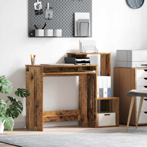 vidaXL Bureau met lade Oud Hout 106 x 41 x 88.5 cm Bewerkt hout