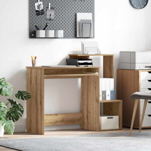 vidaXL Bureau met lade Artisan Eiken 106 x 41 x 88.5 cm Bewerkt hout