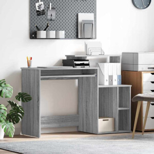 vidaXL Bureau met lade Grijs Sonoma 120,5 x 44 x 88,5 cm Bewerkt hout