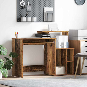 vidaXL Bureau met lade Oud Hout 120,5 x 44 x 88,5 cm Bewerkt hout
