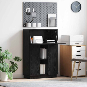vidaXL Bureau Zwart Eiken 71,5 x 31,5 x 106,5 cm Bewerkt hout