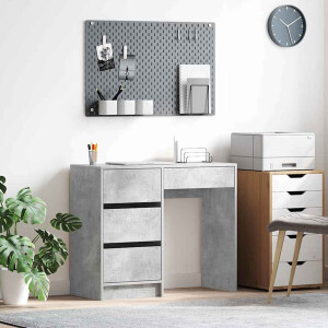 vidaXL Bureau met lade Beton Grijs 90 x 37,5 x 75 cm Bewerkt hout