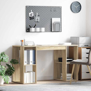 vidaXL Bureau met plank Sonoma Eiken 130 x 50.5 x 75 cm Bewerkt hout