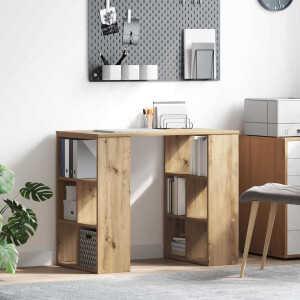 vidaXL Bureau met plank Artisan Eiken 90 x 50 x 75 cm Bewerkt hout