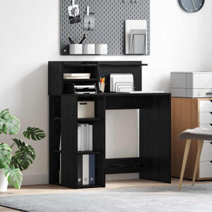 vidaXL Bureau met plank Zwart Eiken 90 x 48 x 101,5 cm Bewerkt hout